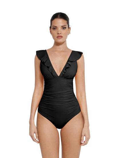 Swimwear met Ruches en V-Hals