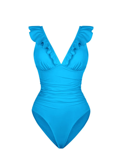 Swimwear met Ruches en V-Hals