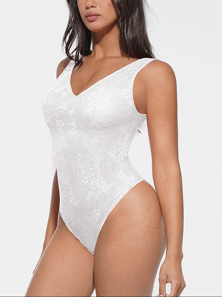 V-hals kanten string bodysuit