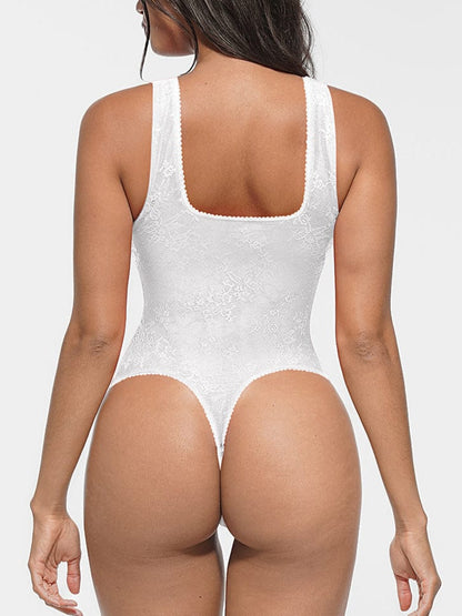 V-hals kanten string bodysuit