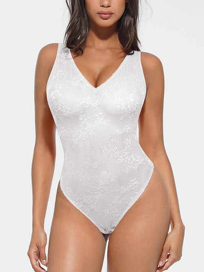 V-hals kanten string bodysuit