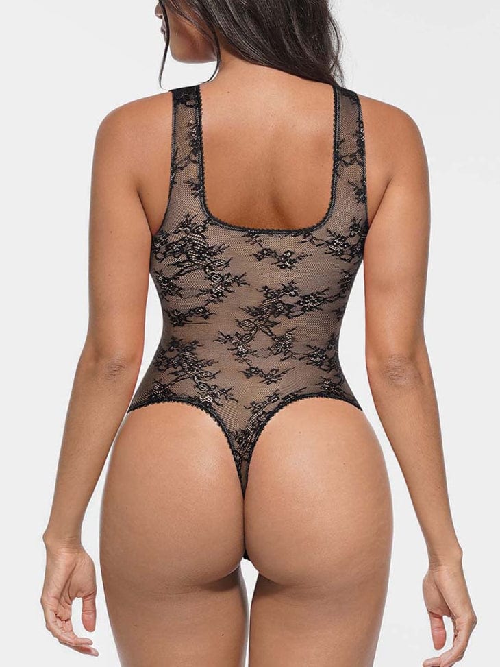 V-hals kanten string bodysuit