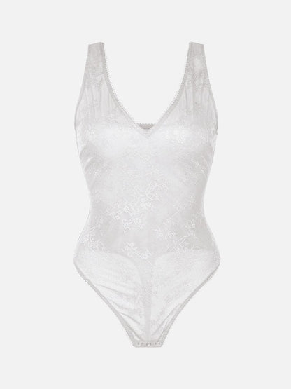 V-hals kanten string bodysuit