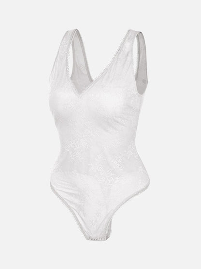 V-hals kanten string bodysuit
