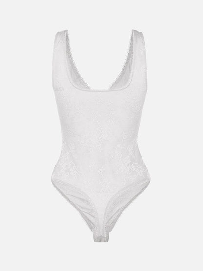 V-hals kanten string bodysuit