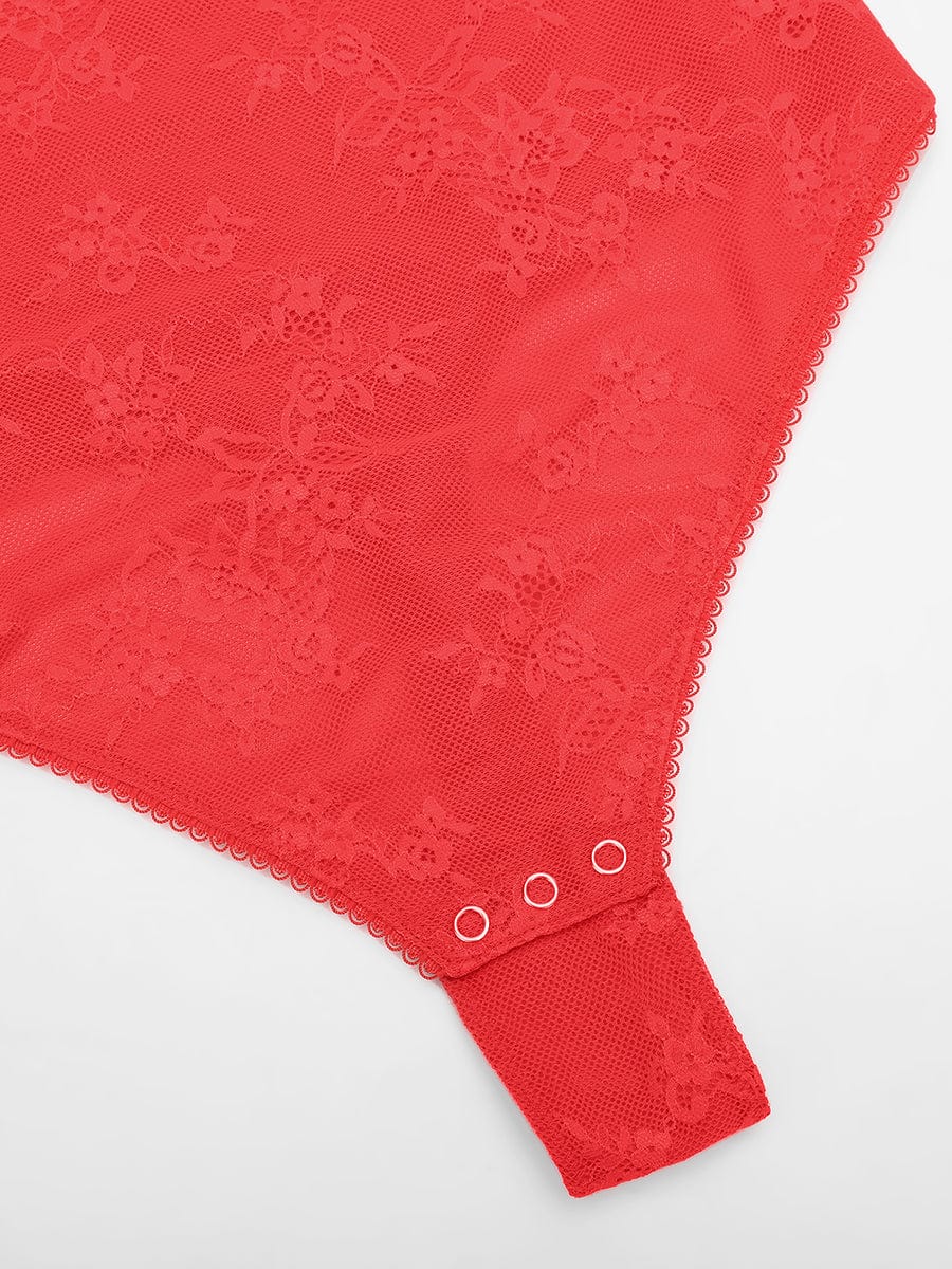 V-hals kanten string bodysuit