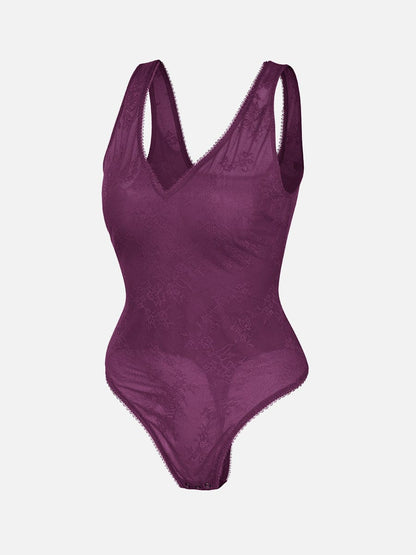 V-hals kanten string bodysuit