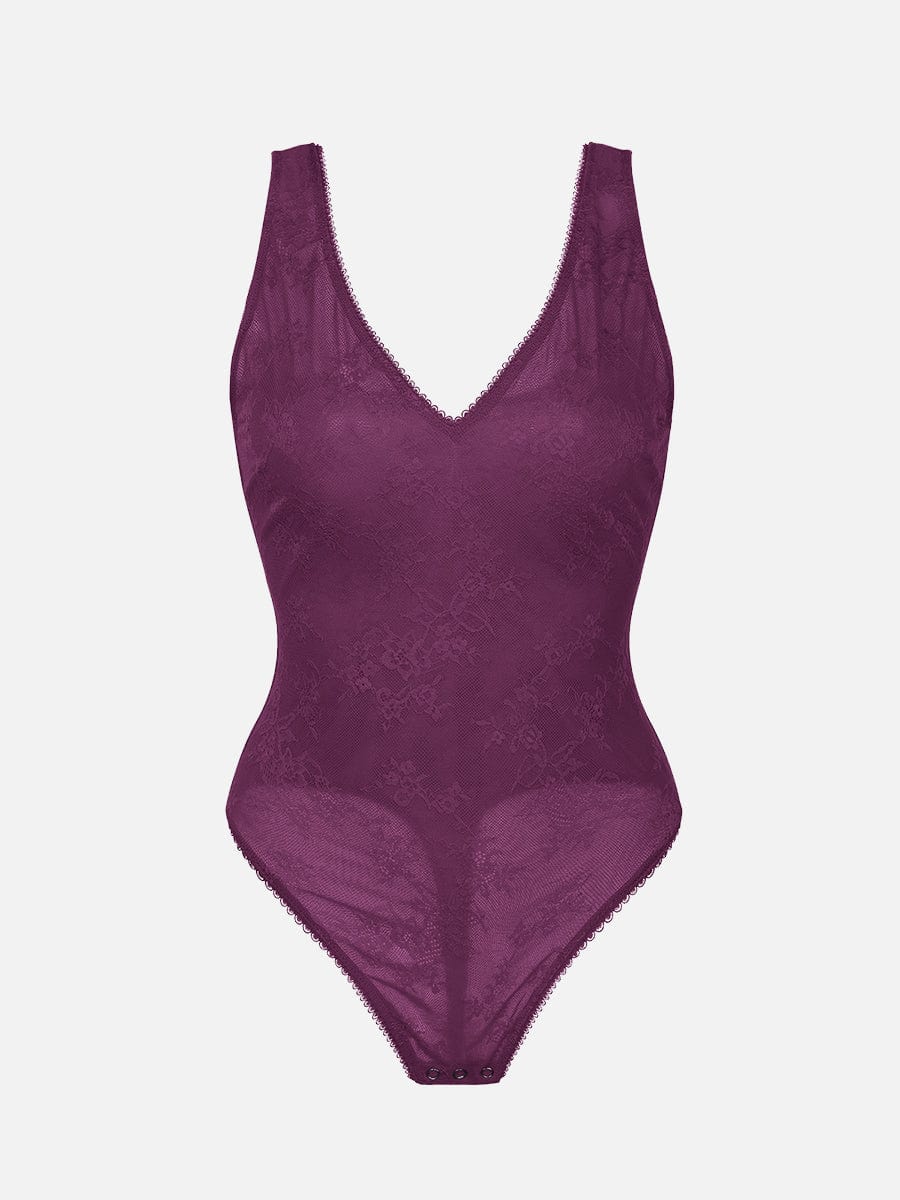 V-hals kanten string bodysuit