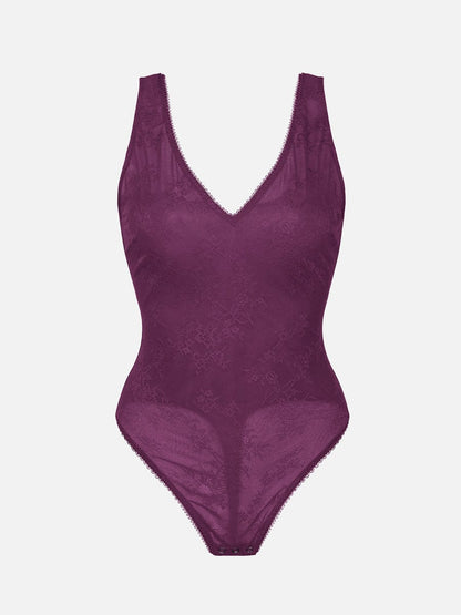 V-hals kanten string bodysuit