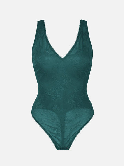 V-hals kanten string bodysuit