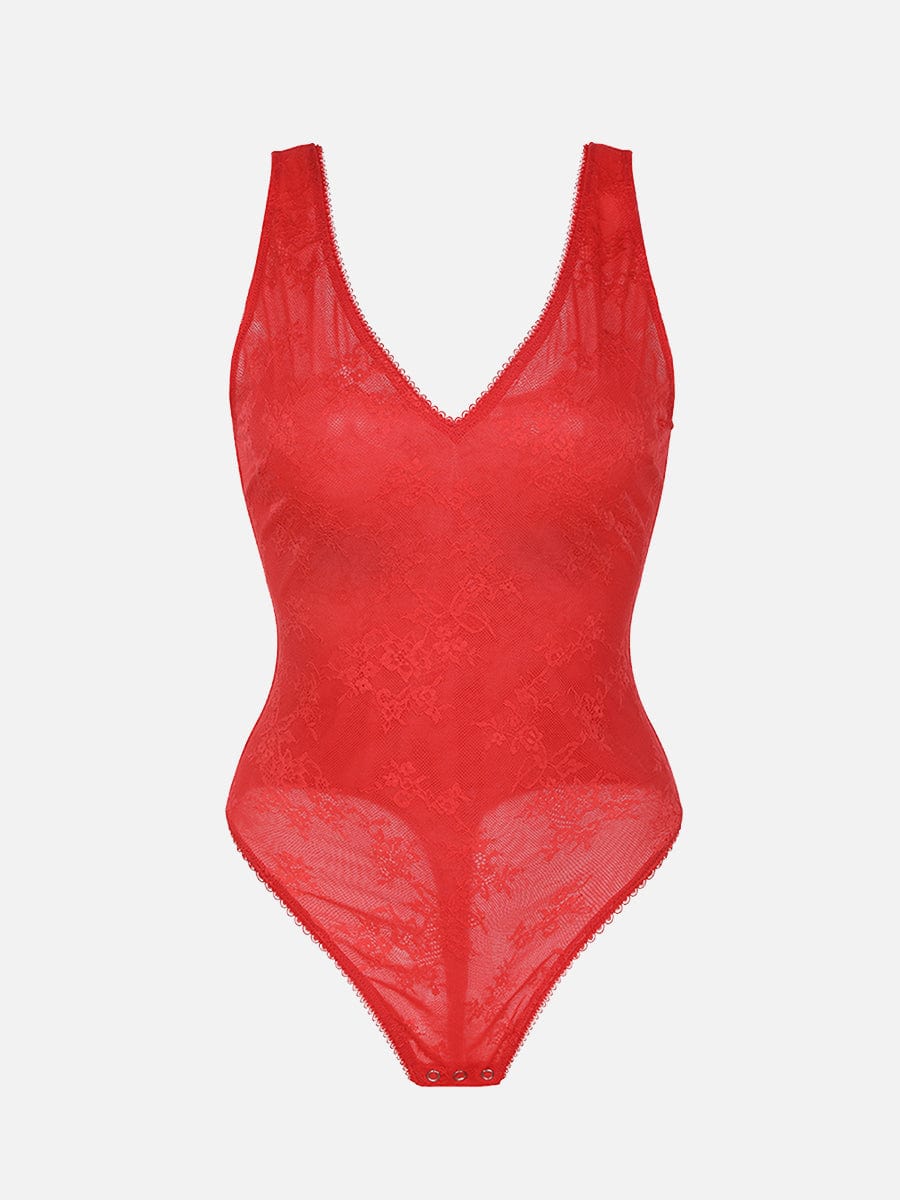 V-hals kanten string bodysuit