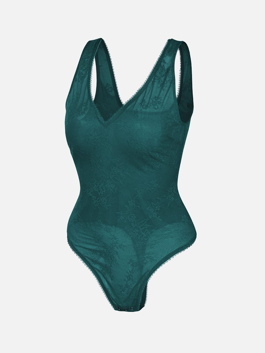 V-hals kanten string bodysuit