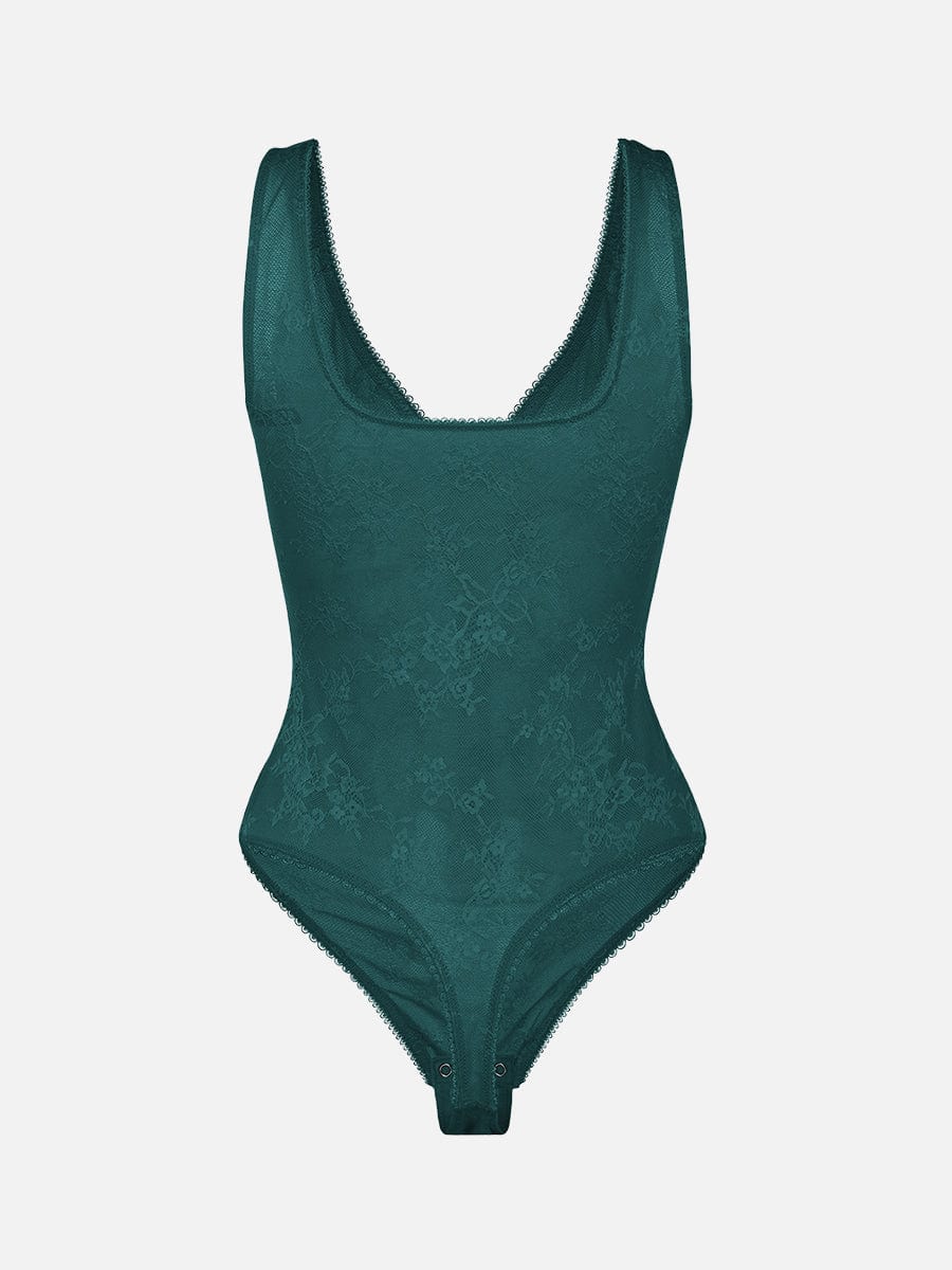 V-hals kanten string bodysuit