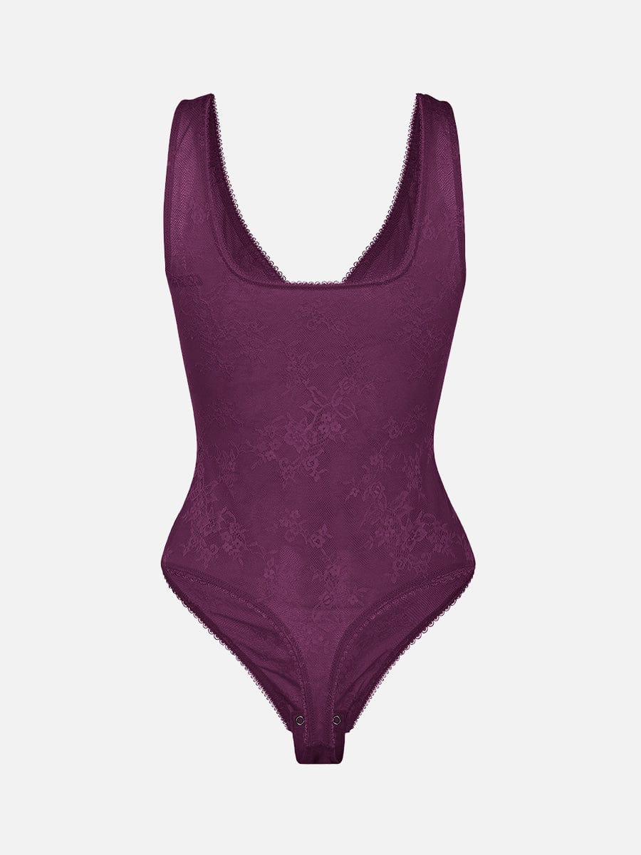 V-hals kanten string bodysuit