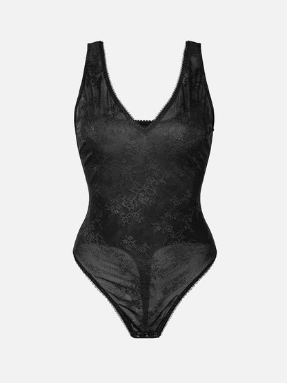 V-hals kanten string bodysuit