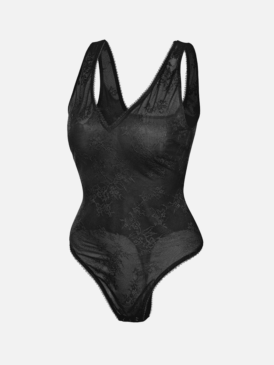 V-hals kanten string bodysuit