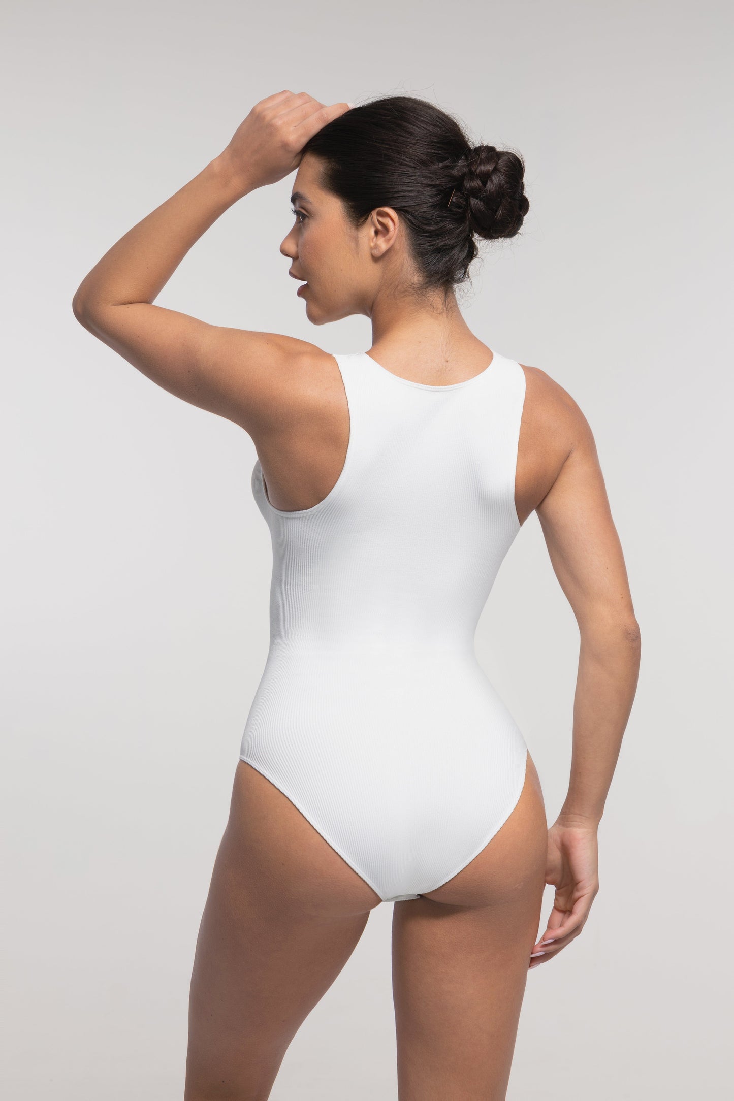 Geribbelde Zip-Front Tank Bodysuit