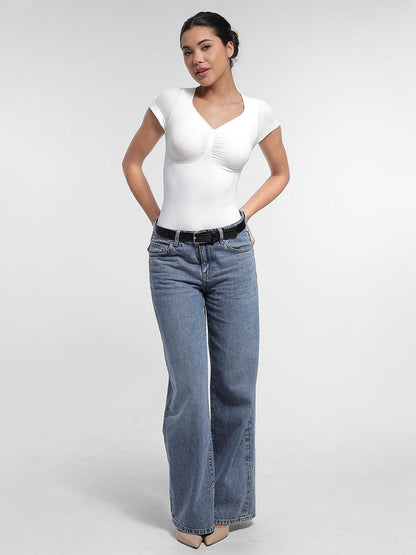 V-hals Sculpting T-shirt Bodysuit