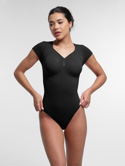 V-hals Sculpting T-shirt Bodysuit