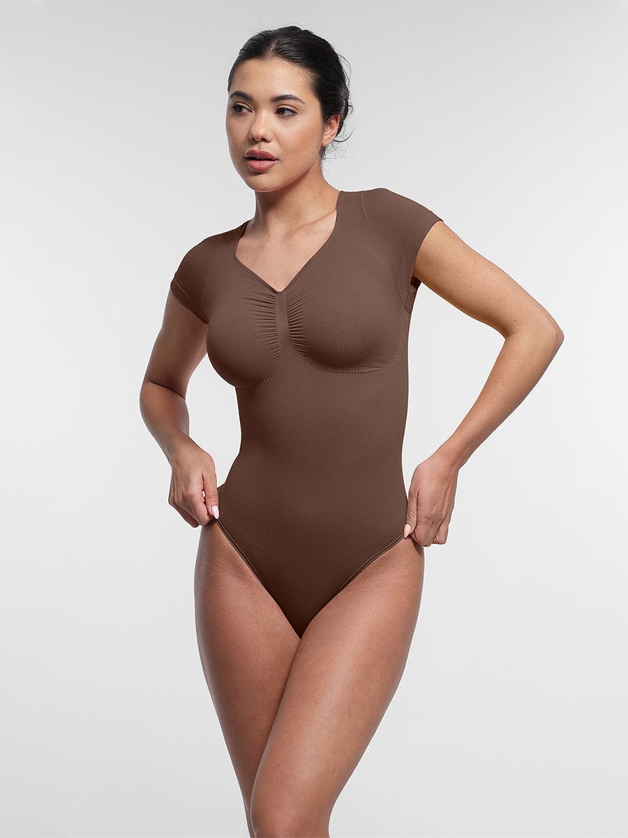 V-hals Sculpting T-shirt Bodysuit