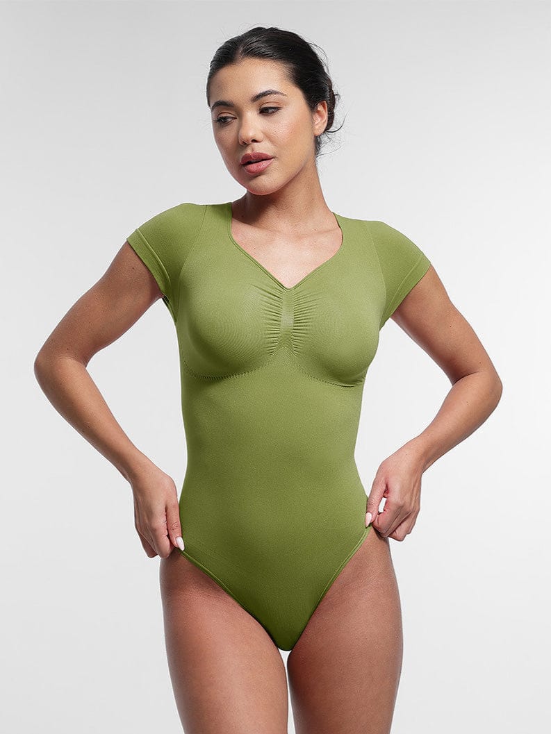 V-hals Sculpting T-shirt Bodysuit