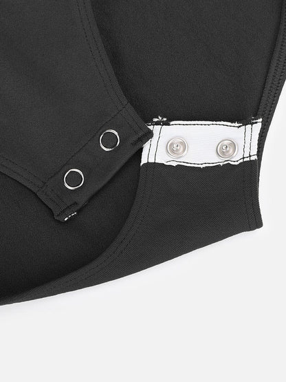 Diamond-Neck Bodysuit Met Slip