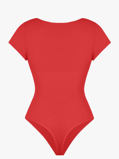 V-hals Sculpting T-shirt Bodysuit