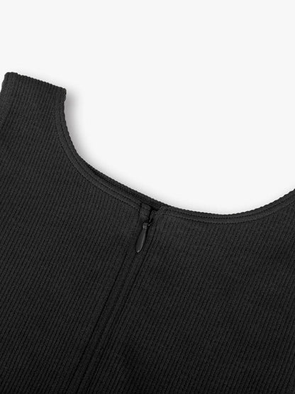 Geribbelde Zip-Front Tank Bodysuit