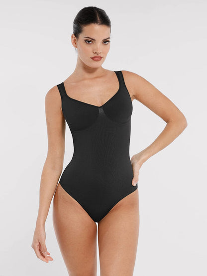 Diamond-Neck Bodysuit Met Slip