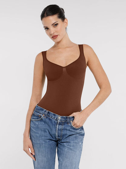 Diamond-Neck Bodysuit Met Slip