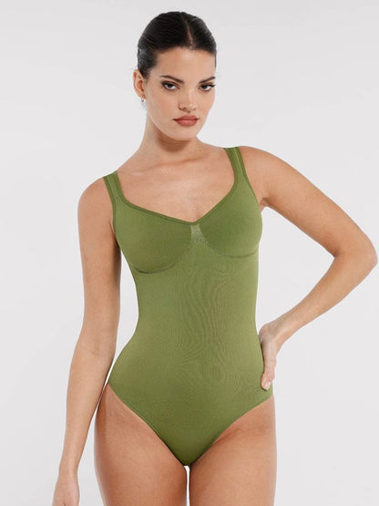 Diamond-Neck Bodysuit Met Slip
